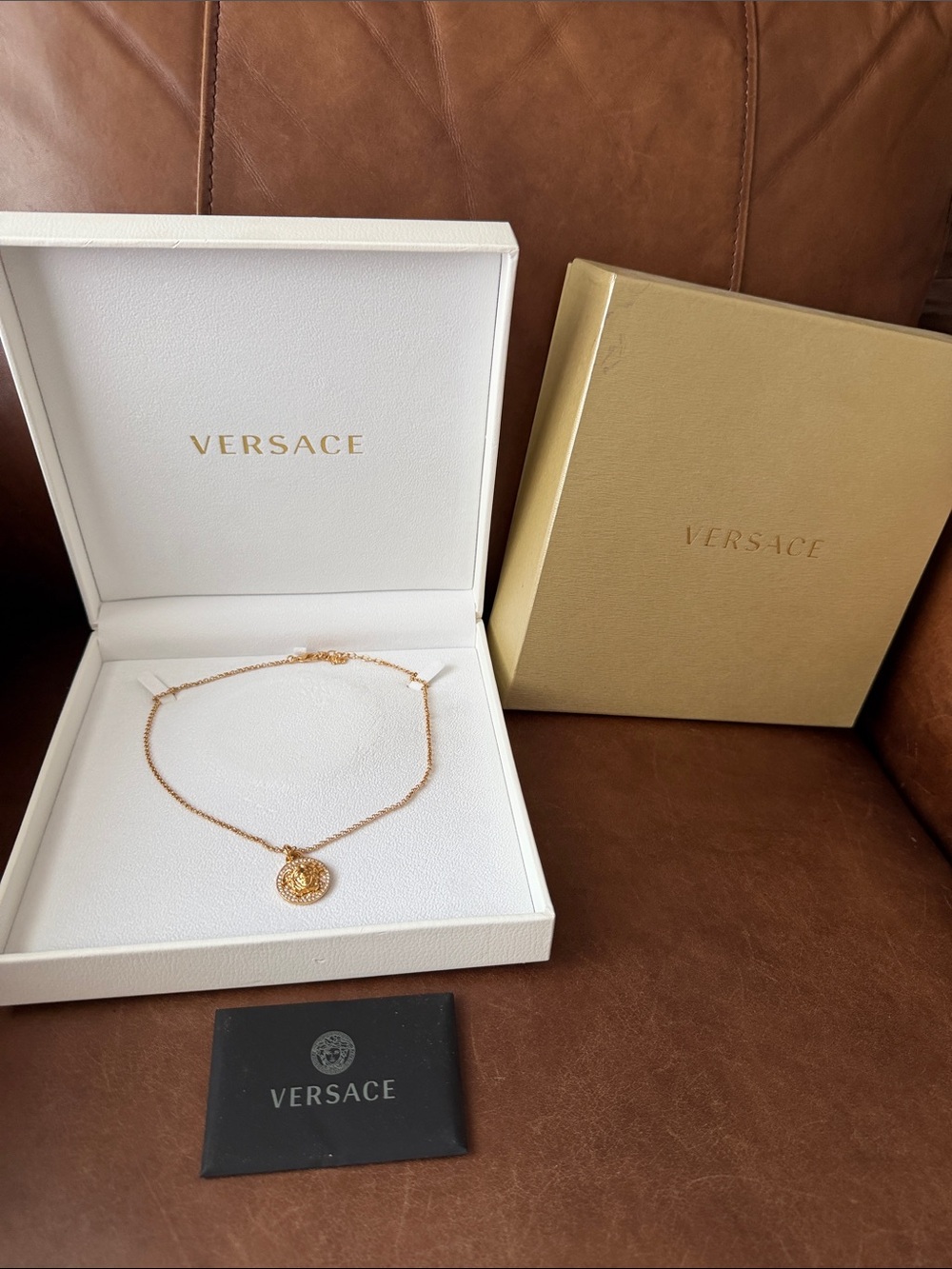 Versace Gold-tone Medusa Coin Pendant Necklace